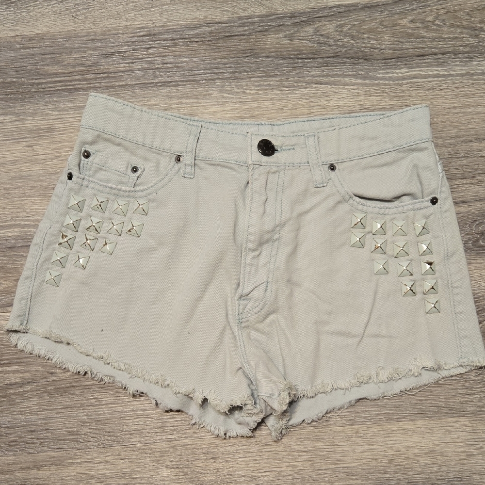 BDG Lightwash Studded High Rise Dree Cheeky Jean Shorts 28R